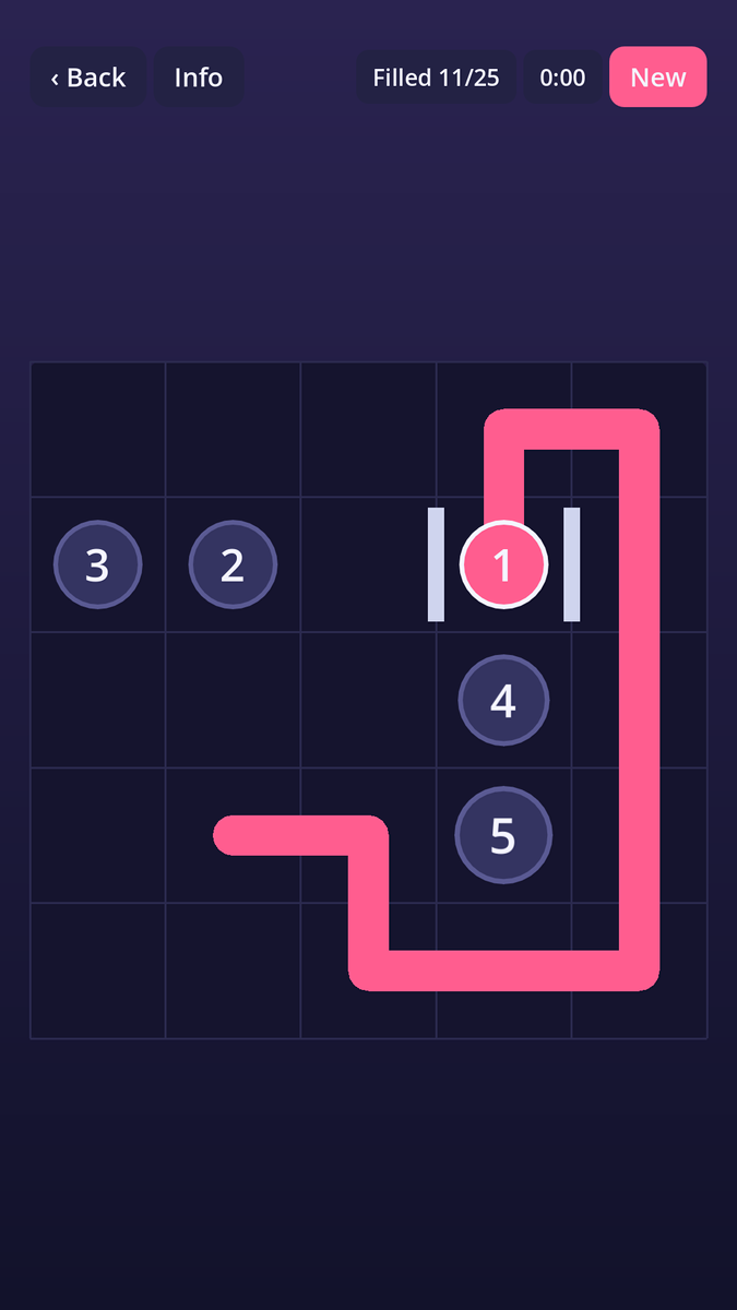 A partially completed Zip path puzzle inside Game Box.